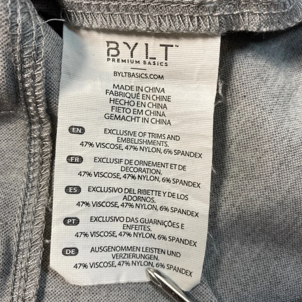 BYLT Premium Basics Mens XL Quarter Zip Snap Pullover Heather Gray Curved Hem